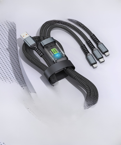 【✨️Begrenzter Zeitraum Sonderpreis】Transparentes Licht-emittierendes superschnelles Lade 3-in-1 Datenkabel