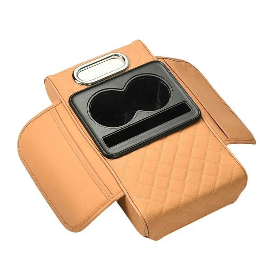 Aufbewahrungsbox für die Armlehne im Auto, Organizer für die Mittelkonsole im Auto, Armlehnenerhöhungskissen mit Getränkehalter, Aufbewahrungsbox für die Armlehne