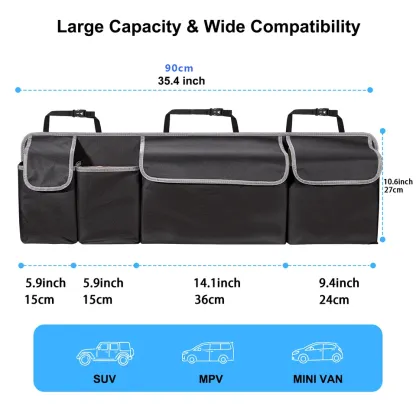 Kofferraum-Organizer für SUV, Hänge-Organizer für den Rücksitz, für SUV, LKW, MPV, Upgrade-Aufbewahrungstaschen für den Rücksitz mit 4 Taschen, 99,1 x 35,6 cm