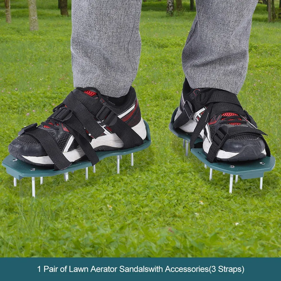 1 Paar Rasenbelüfter-Sandalen, strapazierfähige Gras-Spike-Schuhe mit Kunststoffschnalle, Gartenwerkzeug, Rasen-Spike-Schuhe, Rasenbelüfter-Schuhe