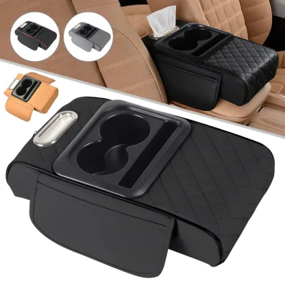 Aufbewahrungsbox für die Armlehne im Auto, Organizer für die Mittelkonsole im Auto, Armlehnenerhöhungskissen mit Getränkehalter, Aufbewahrungsbox für die Armlehne