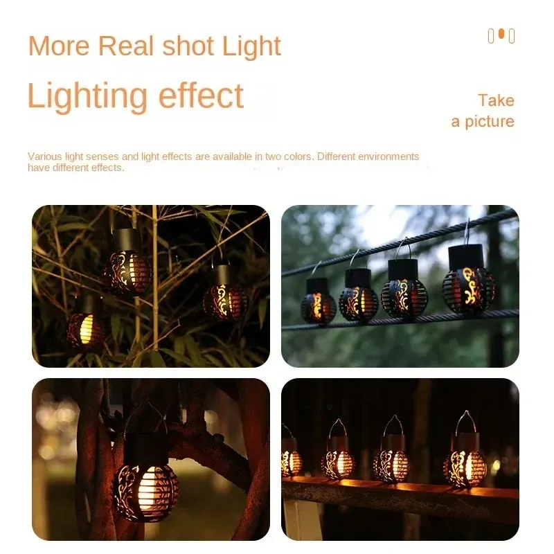Solarleuchten für den Außenbereich, Retro-Laterne, Laternenlichter, hängende Flammenlampe, Landschaftsbeleuchtung, Bodenleuchten, Spotlight, Heim- und Gartendekor