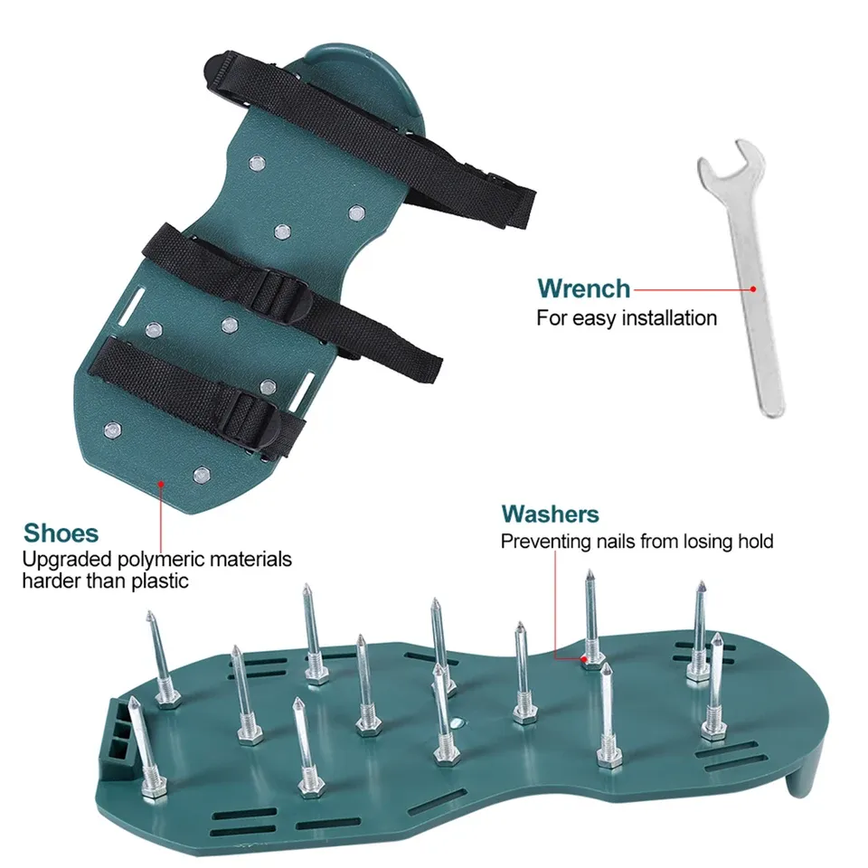 1 Paar Rasenbelüfter-Sandalen, strapazierfähige Gras-Spike-Schuhe mit Kunststoffschnalle, Gartenwerkzeug, Rasen-Spike-Schuhe, Rasenbelüfter-Schuhe