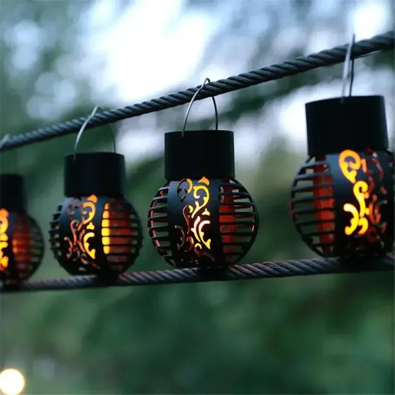 Solarleuchten für den Außenbereich, Retro-Laterne, Laternenlichter, hängende Flammenlampe, Landschaftsbeleuchtung, Bodenleuchten, Spotlight, Heim- und Gartendekor