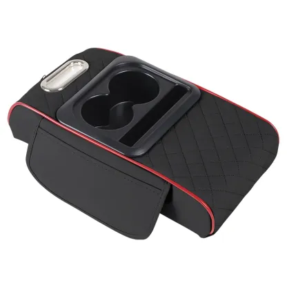 Aufbewahrungsbox für die Armlehne im Auto, Organizer für die Mittelkonsole im Auto, Armlehnenerhöhungskissen mit Getränkehalter, Aufbewahrungsbox für die Armlehne