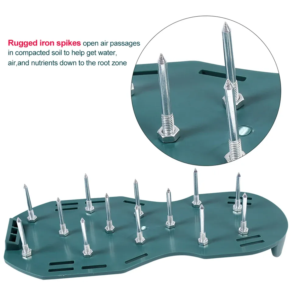1 Paar Rasenbelüfter-Sandalen, strapazierfähige Gras-Spike-Schuhe mit Kunststoffschnalle, Gartenwerkzeug, Rasen-Spike-Schuhe, Rasenbelüfter-Schuhe