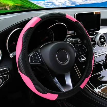 Auto-Lenkradbezug aus PU-Kohlefaser-Leder ohne Innenring, geeignet für 14,5-15 Zoll Autozubehör