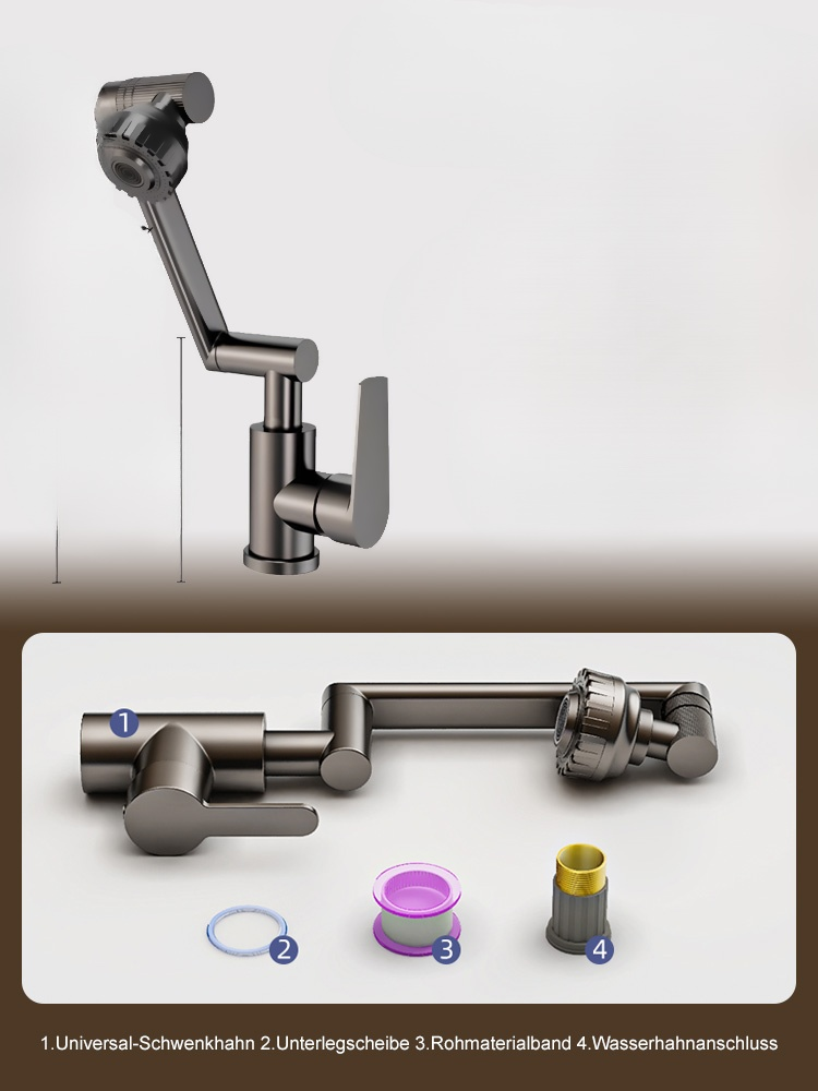 【✨️Begrenzter Zeitraum Sonderpreis】1080° drehbarer Wasserhahn mit mechanischem Arm