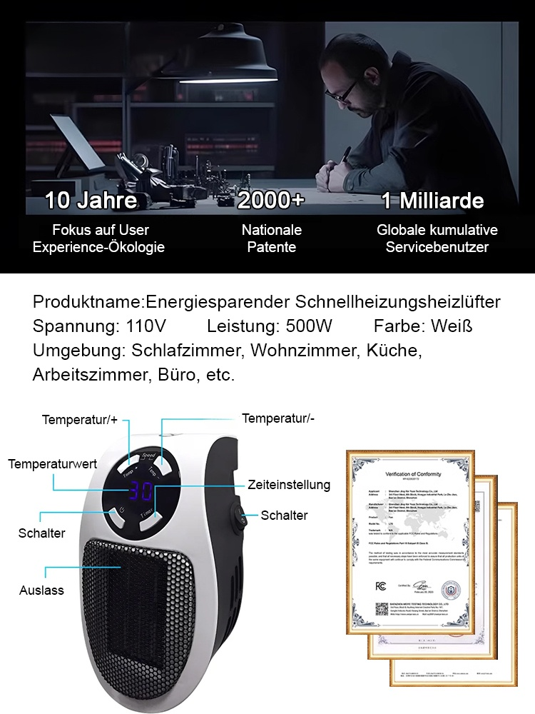 Energiesparender Schnellheiz-Elektro-Heizlüfter