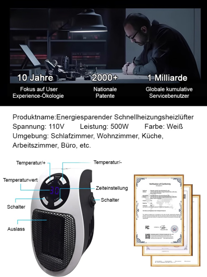 Energiesparender Schnellheiz-Elektro-Heizlüfter