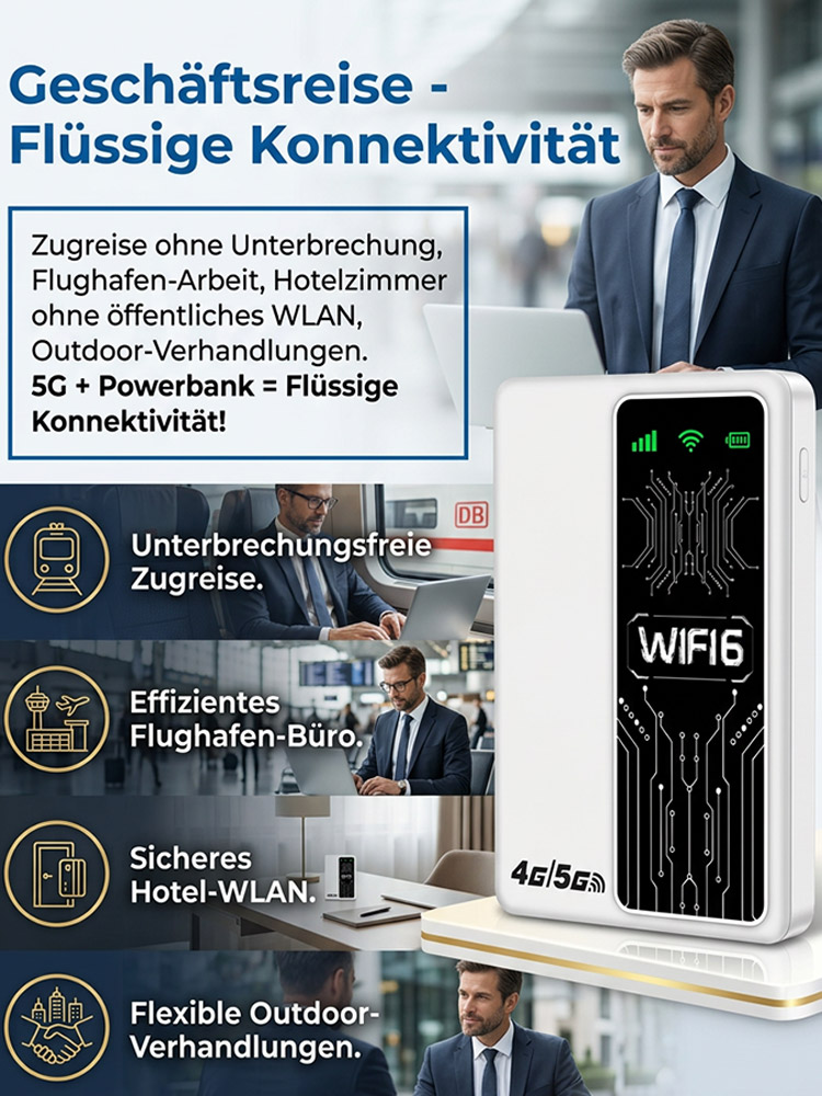 Mobiler Satelliten-WLAN Router der 10. Generation 📡 | Ohne Vertrag | Keine SIM-Karte nötig | Weltweites Internet | Integrierte 10000mAh Powerbank 🔋
