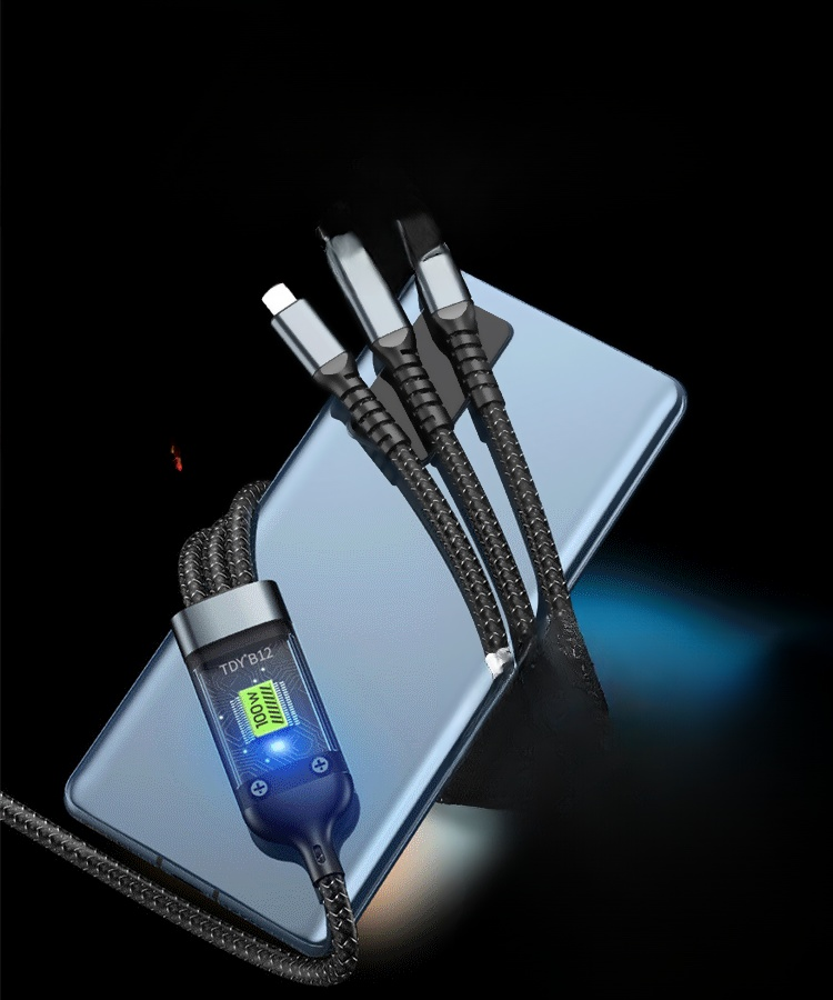 【✨️Begrenzter Zeitraum Sonderpreis】Transparentes Licht-emittierendes superschnelles Lade 3-in-1 Datenkabel