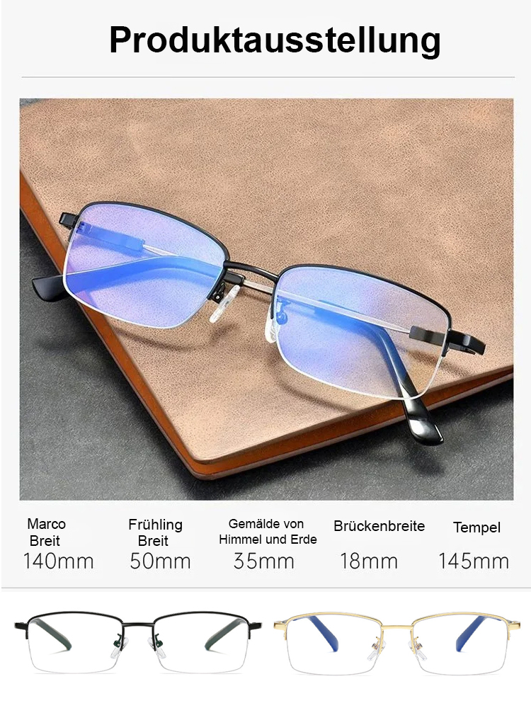 Titanrahmen Professionelle Gleitsicht Lesebrille für Nah und Fern