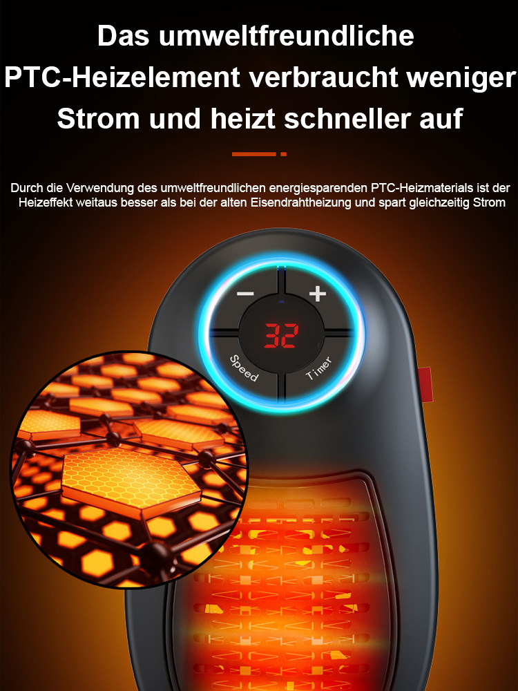 Energiesparender, stromsparender, in 3 Sekunden aufheizender Mini-PTC-Wandheizlüfter.