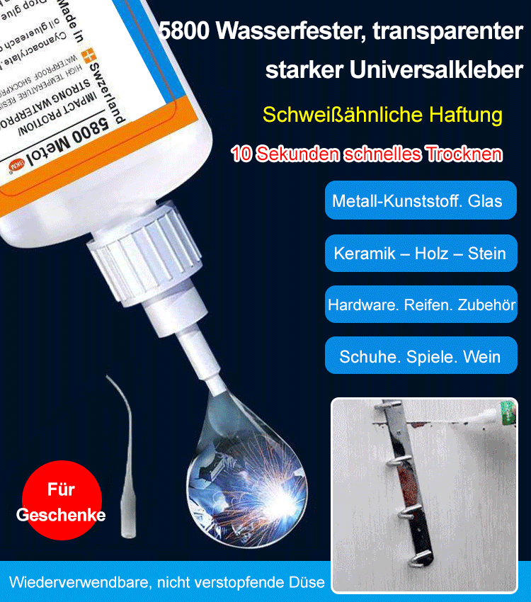 Wasserfester transparenter starker Universalkleber