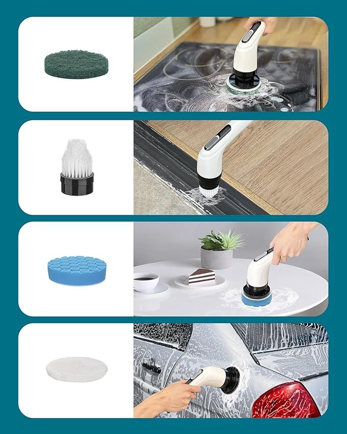 Electric Spin Scrubber for Cleaning Bathroom: Cordless Power Shower Scrubber - Electric Cleaning Brush for Tile Tub