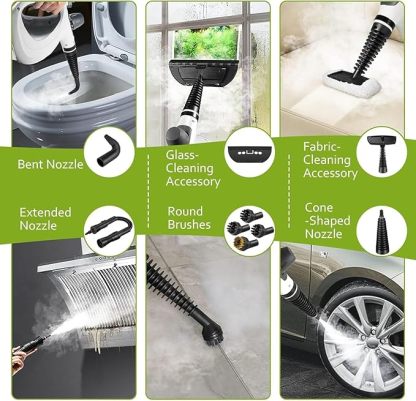 Pressurized Handheld Multi-Surface Natural Steam Cleaner with 12 pcs Accessories, Multi-Purpose Steamer for Home Use, Steamer for Cleaning Floor, Upholstery, Grout and Car