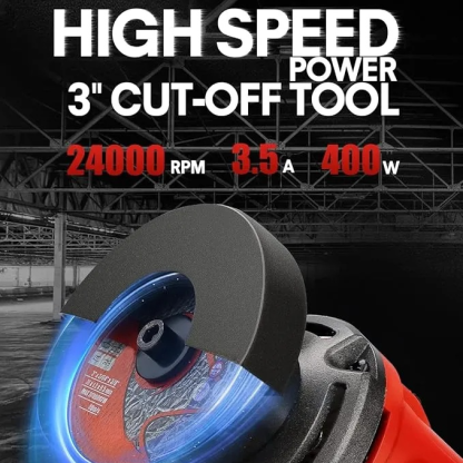 3 Inch High-Speed Cut Off Tool, 3.5 Amp Metal Cutter Tool with 3Pcs Multifunctional Cutoff Wheels,