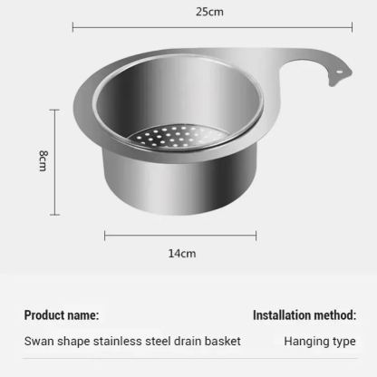 JS-Swan stainless steel drain basket for kitchen sink