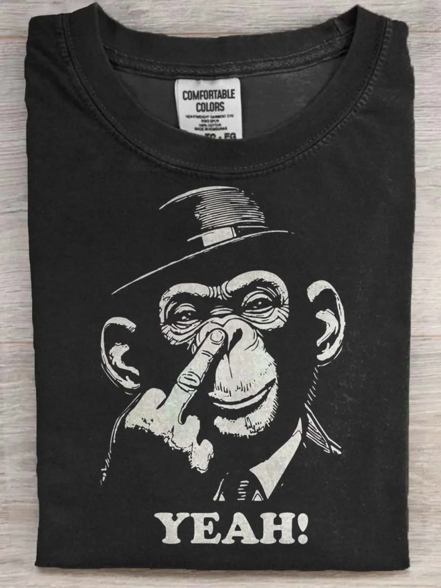 Funny Orangutan Print Casual Short Sleeve T-Shirt