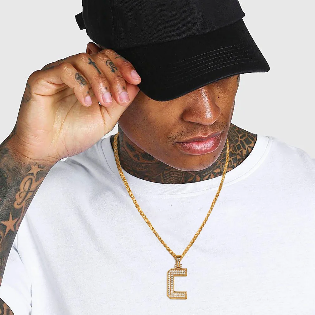 Collier Classique avec Pendentif Lettre Initiale A-Z en Zircon Cubique