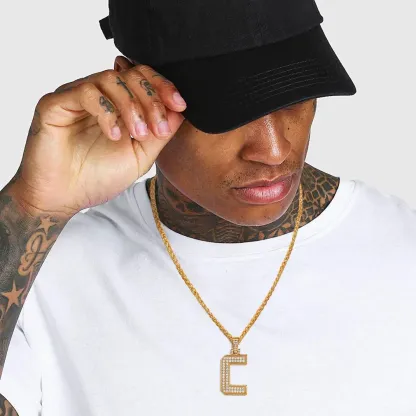 Collier Classique avec Pendentif Lettre Initiale A-Z en Zircon Cubique