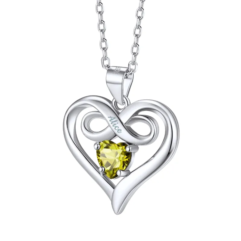 Collier Infini Personnalisé avec 1 à 3 Pierres de Naissance pour Femme Argenté
