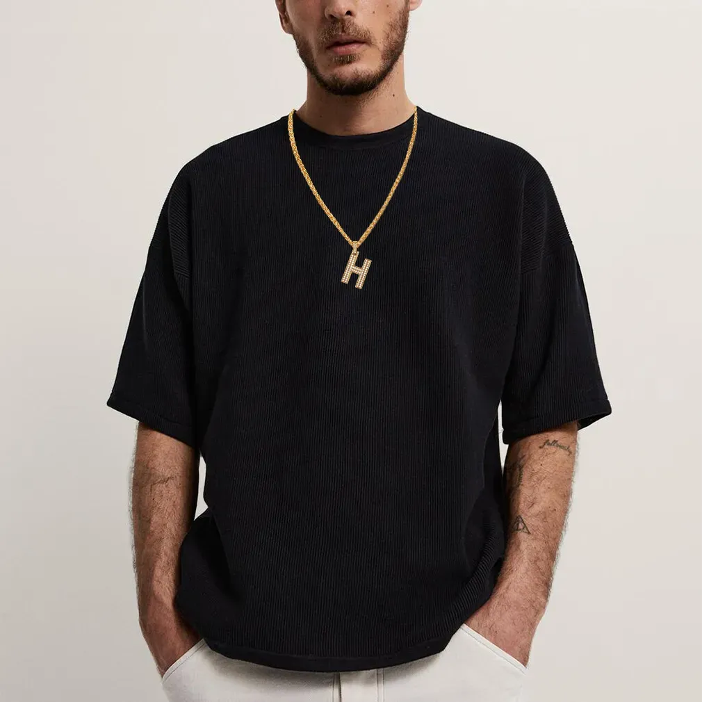 Collier Classique avec Pendentif Lettre Initiale A-Z en Zircon Cubique