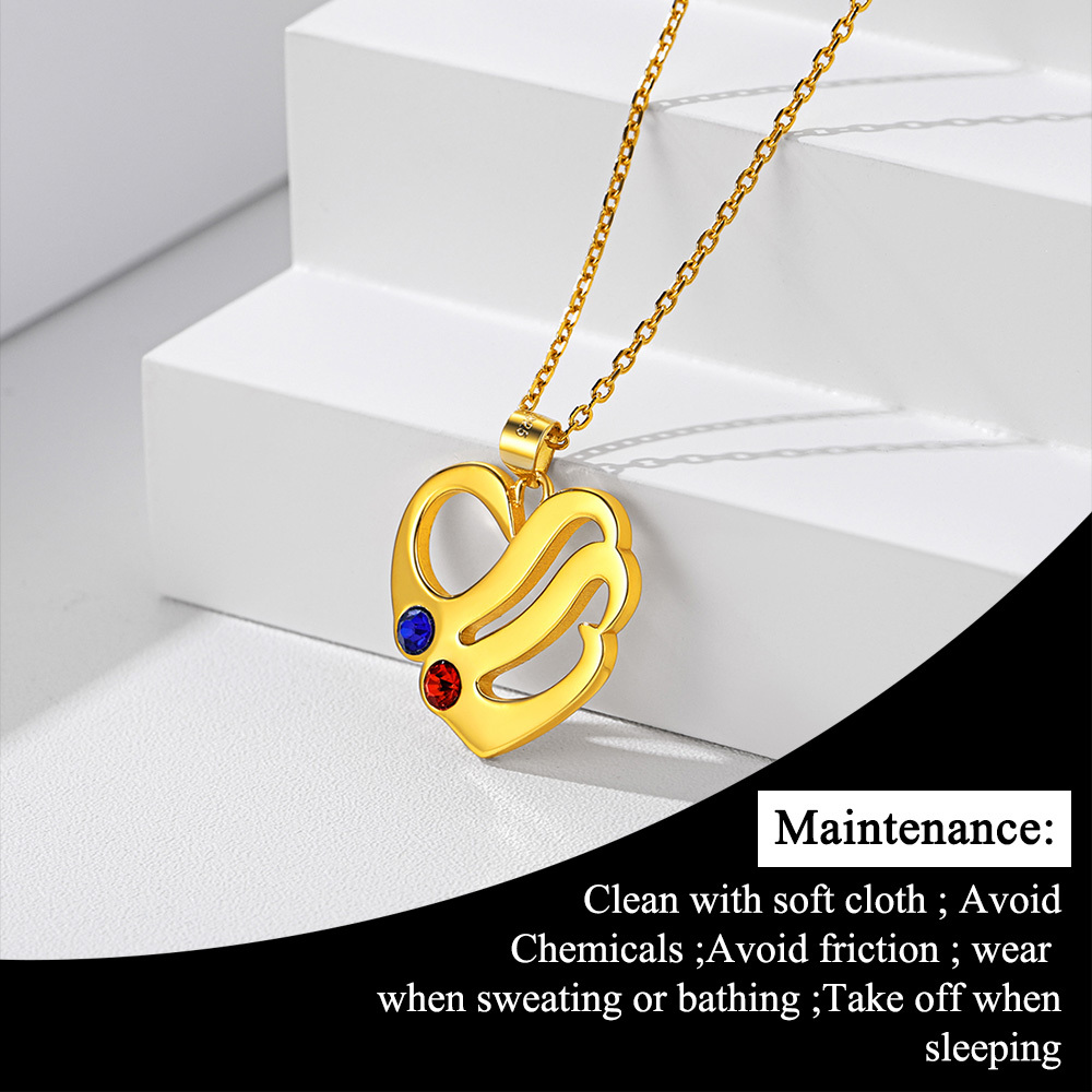 Collier Personnalisé Cœur Argent 925 Prénoms et Pierres de Naissance pour fête des mère