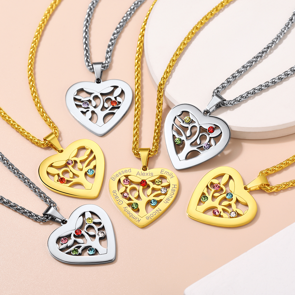 Collier Arbre de Vie avec 2 à 7 Pierres de Naissance Collection