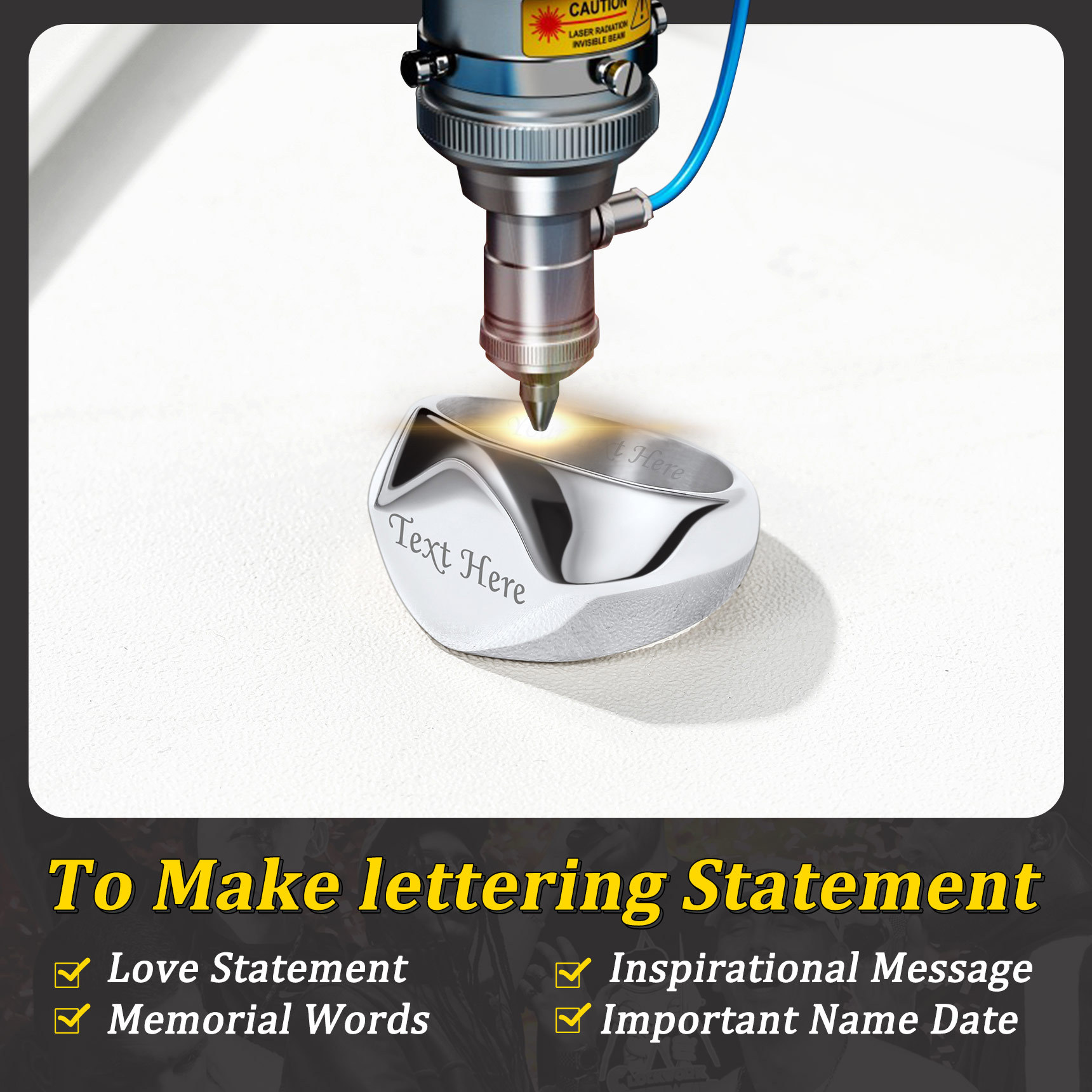 Bague Chevalière en Acier Inoxydable Personnalisé