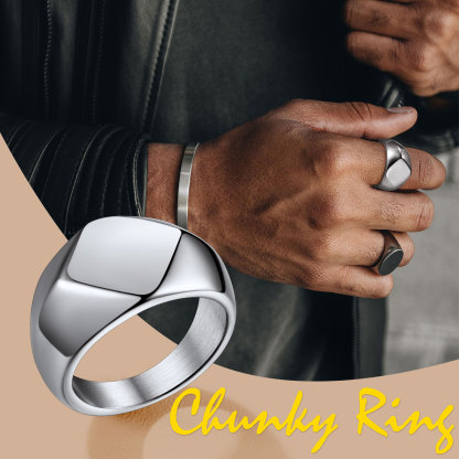 Bague Chevalière en Acier Inoxydable Épaisse et Robuste pour homme