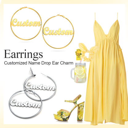 Boucles d'Oreilles Créoles en Acier inoxydable avec Nom