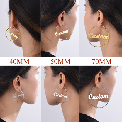 Boucles d'Oreilles Créoles Personnalisées en Acier inoxydable avec Nom Modèle