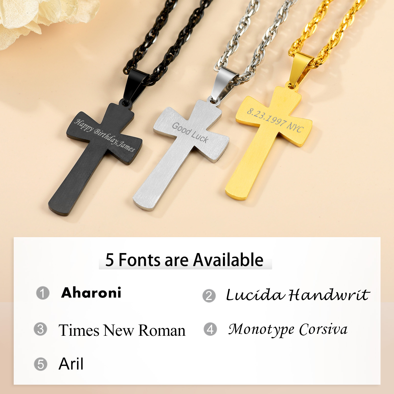 Collier Croix de Baseball Personnalisé avec Gravure pour Homme Police