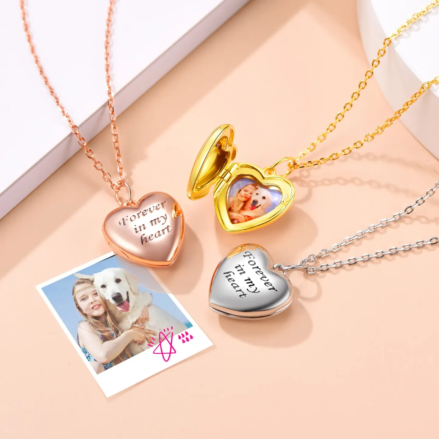 Collier Médaillon Cœur Personnalisé  en Argent Sterling pour Femme Collection