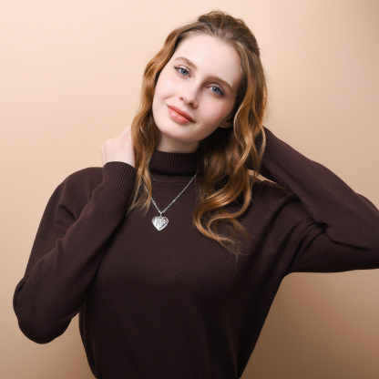 Collier Médaillon Cœur Personnalisé avec Photo Modèle Argenté