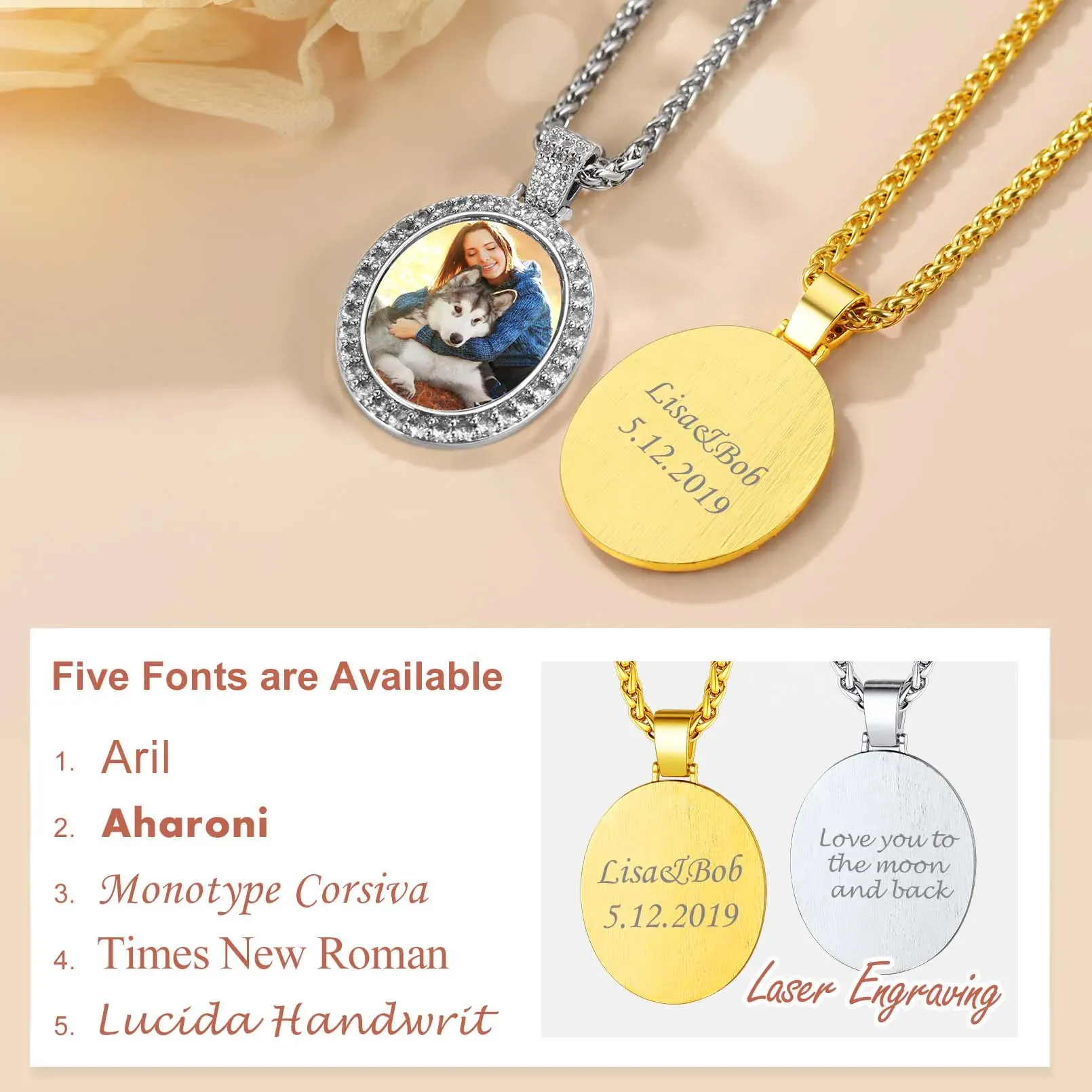 Collier Pendentif Ovale Personnalisé avec Photo pour Hommes et Femmes Police