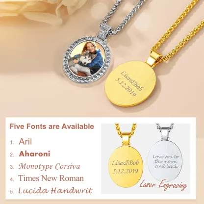 Collier Pendentif Ovale Personnalisé avec Photo pour Hommes et Femmes Police