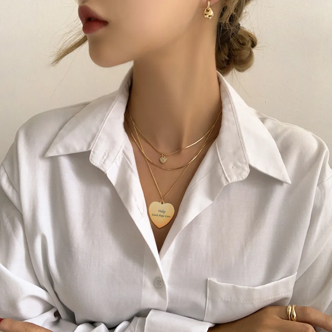 Collier Cœur Personnalisé avec Photo pour Femme