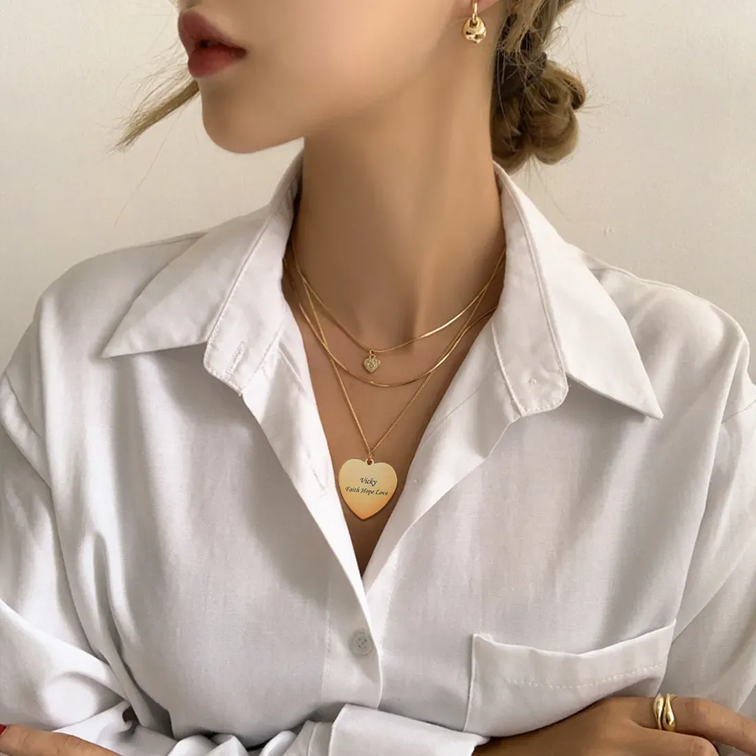 Collier Cœur Personnalisé avec Photo pour Femme