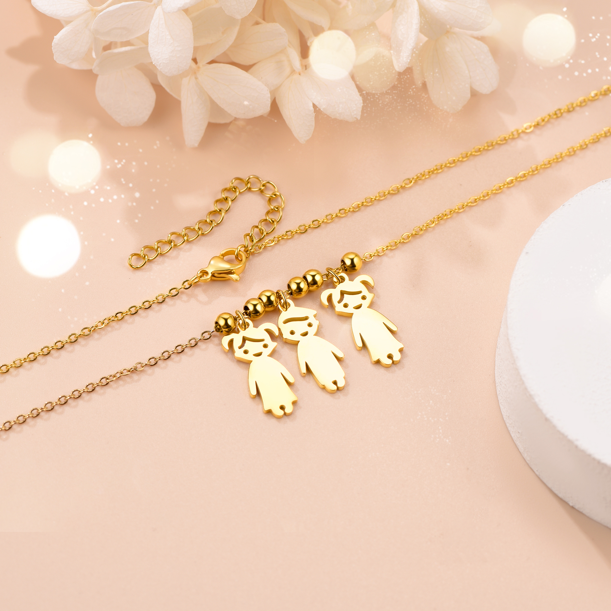 Collier Personnalisé en Acier Inoxydable pour Enfants et Mamans Or