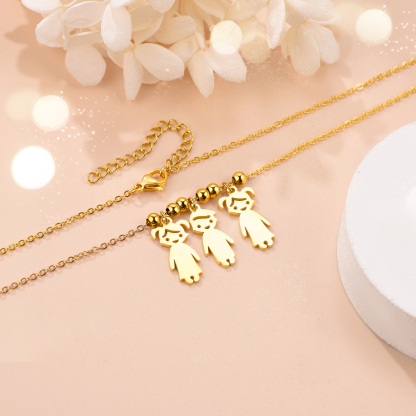 Collier Personnalisé en Acier Inoxydable pour Enfants et Mamans Or