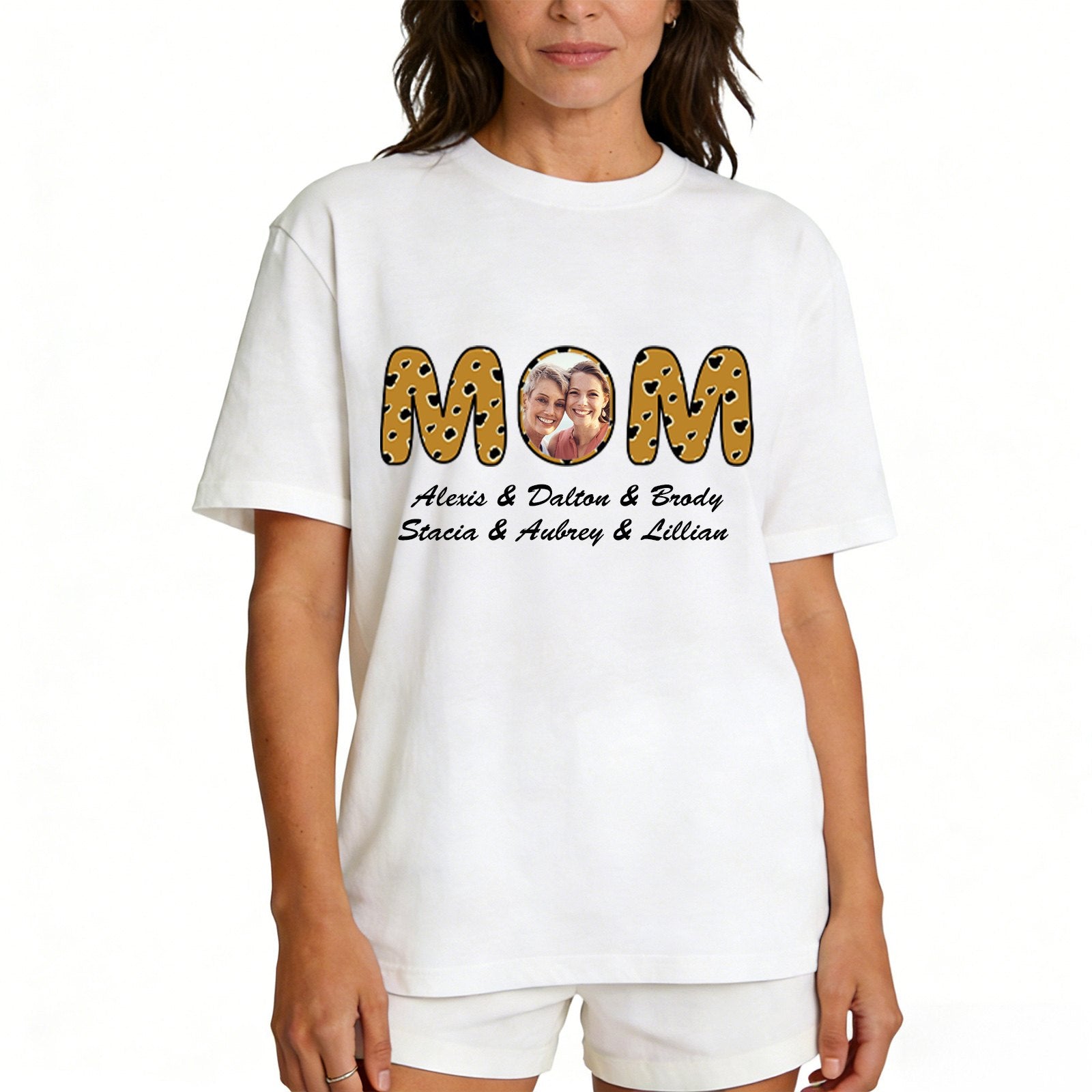 T-shirt Personnalisé Photo & Noms pour Maman