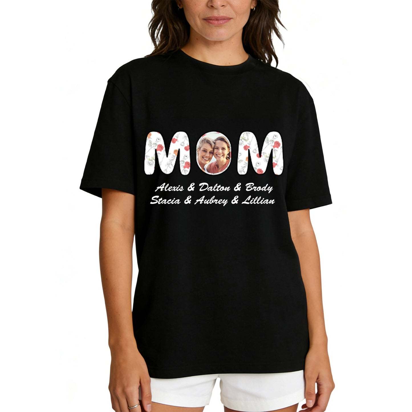 T-shirt Personnalisé Photo & Noms pour Maman