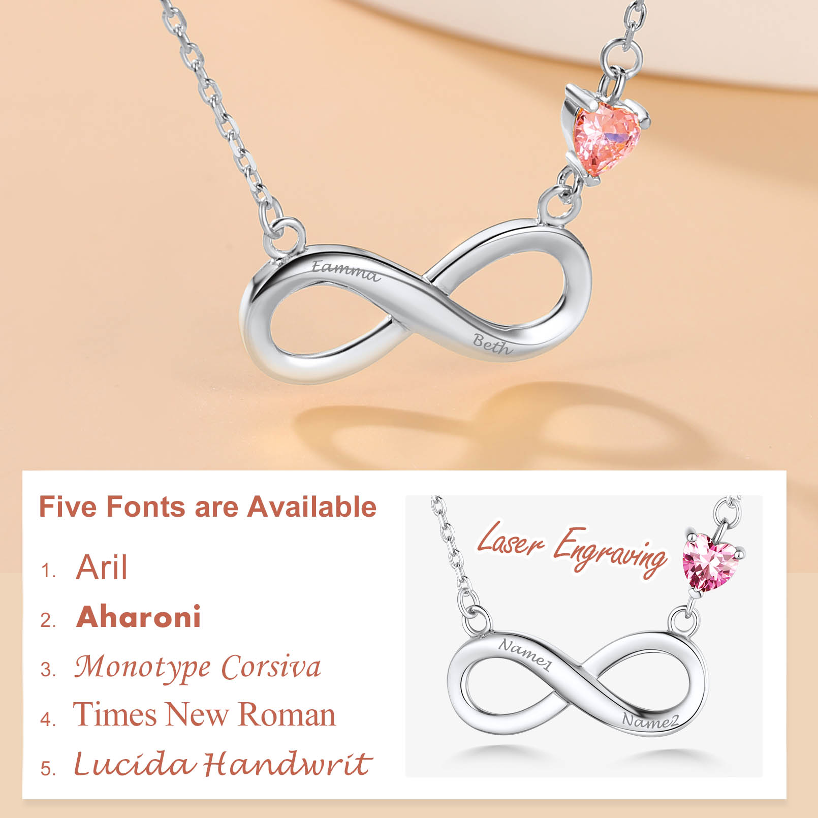 Collier Personnalisé avec Pendentif Infini et Cœur Gravé pour Femme Police