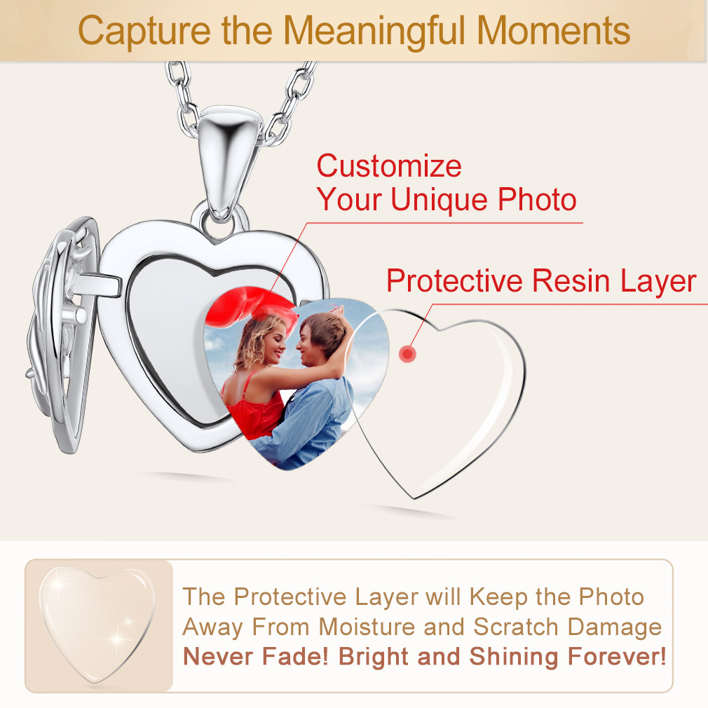 Collier Médaillon Cœur Celtique Personnalisé avec Photo pour Femme Protective