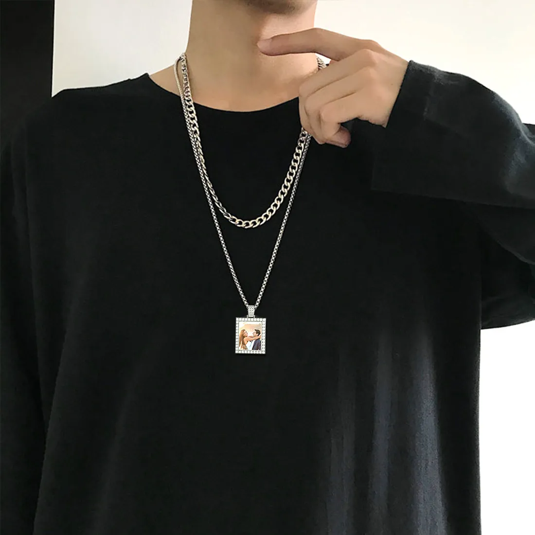 Collier Pendentif Personnalisé avec Phot pour Hommes et Femmes