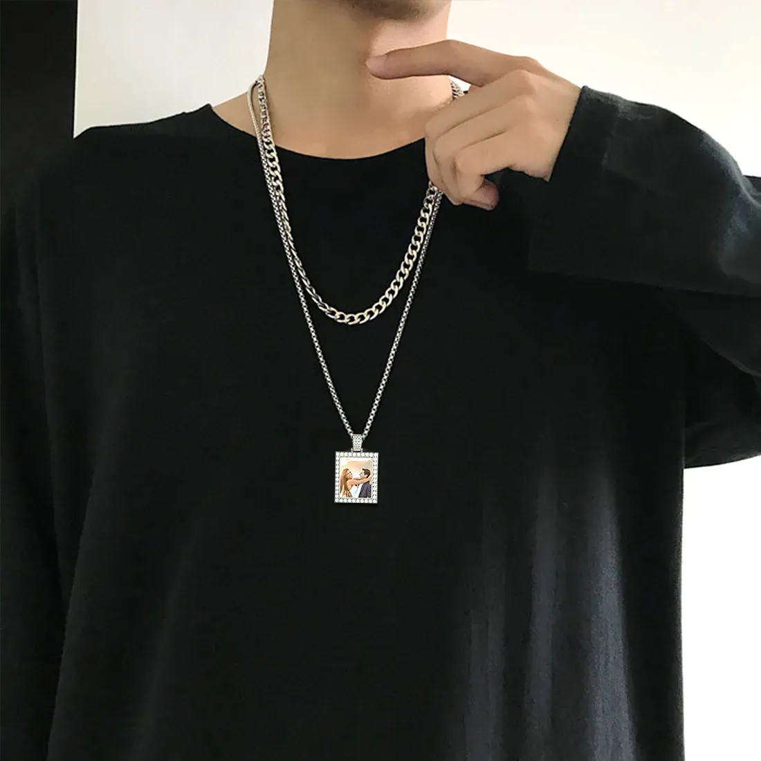 Collier Pendentif Personnalisé avec Phot pour Hommes et Femmes