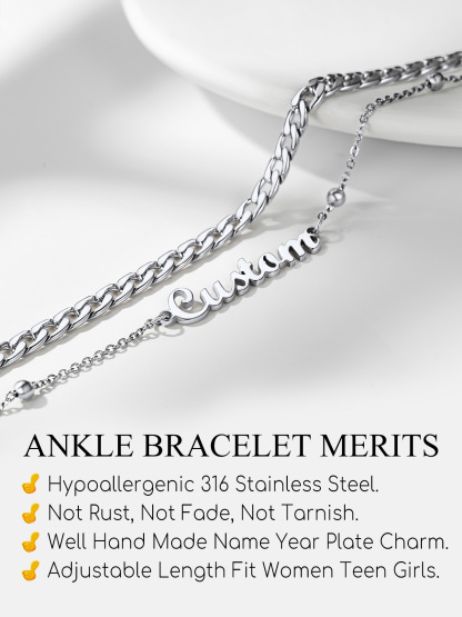 Chaîne de Cheville Ajustable en Acier Inoxydable pour Femme